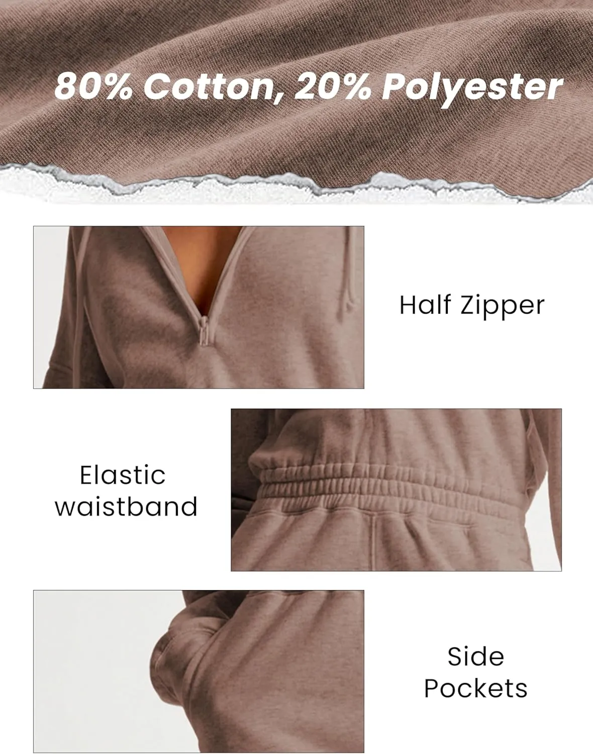 Jumpsuits for Women Casual Hoodie Long Sleeve Zip Up Sweatshirts Loose Jogger Sweatpants One Piece Romper Outfit