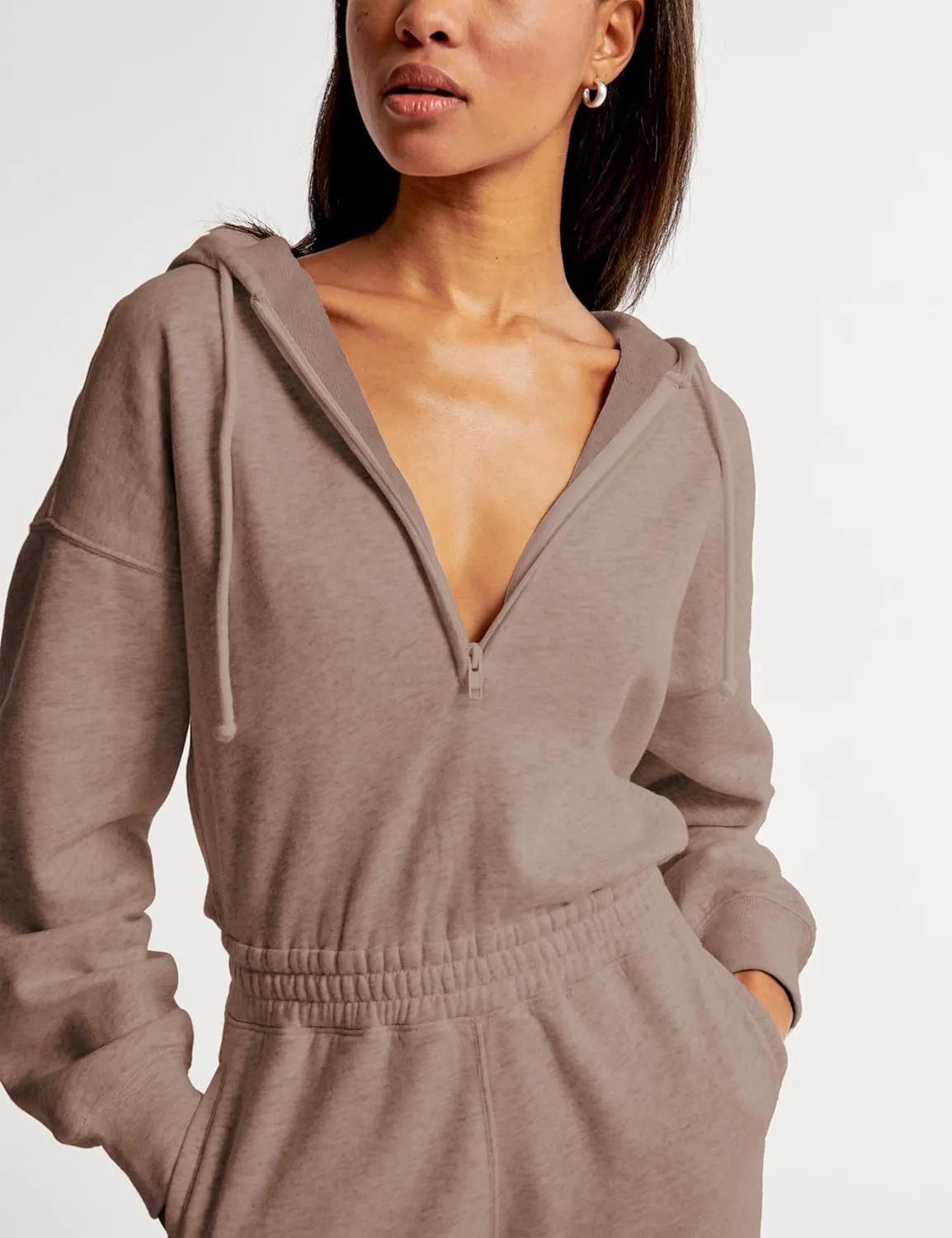 Jumpsuits for Women Casual Hoodie Long Sleeve Zip Up Sweatshirts Loose Jogger Sweatpants One Piece Romper Outfit