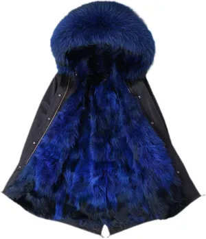 Kelsiop Men's Casual Parka Winter Fur Lined Thermal Clothing Long Fur Hooded Jacket