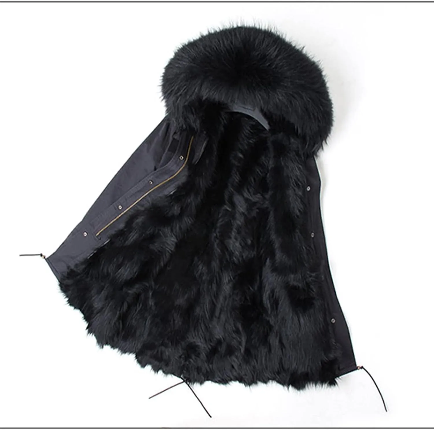 Kelsiop Men's Casual Parka Winter Fur Lined Thermal Clothing Long Fur Hooded Jacket