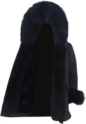 Kelsiop Men's Winter Long Parka Natural Fur Coat Jacket Hooded Fur Collar Thickened Thermal Top