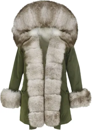 Kelsiop Men's Winter Long Parka Natural Fur Coat Jacket Hooded Fur Collar Thickened Thermal Top