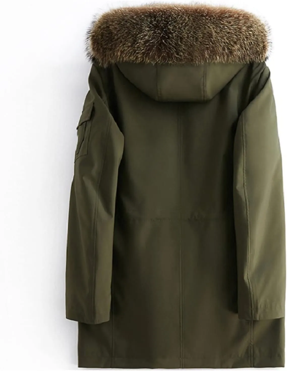 Kelsiop Natural Fur Collar And Lining Hooded Parka Men's Winter Thick Warm Hooded Jacket Leather Trench Coat
