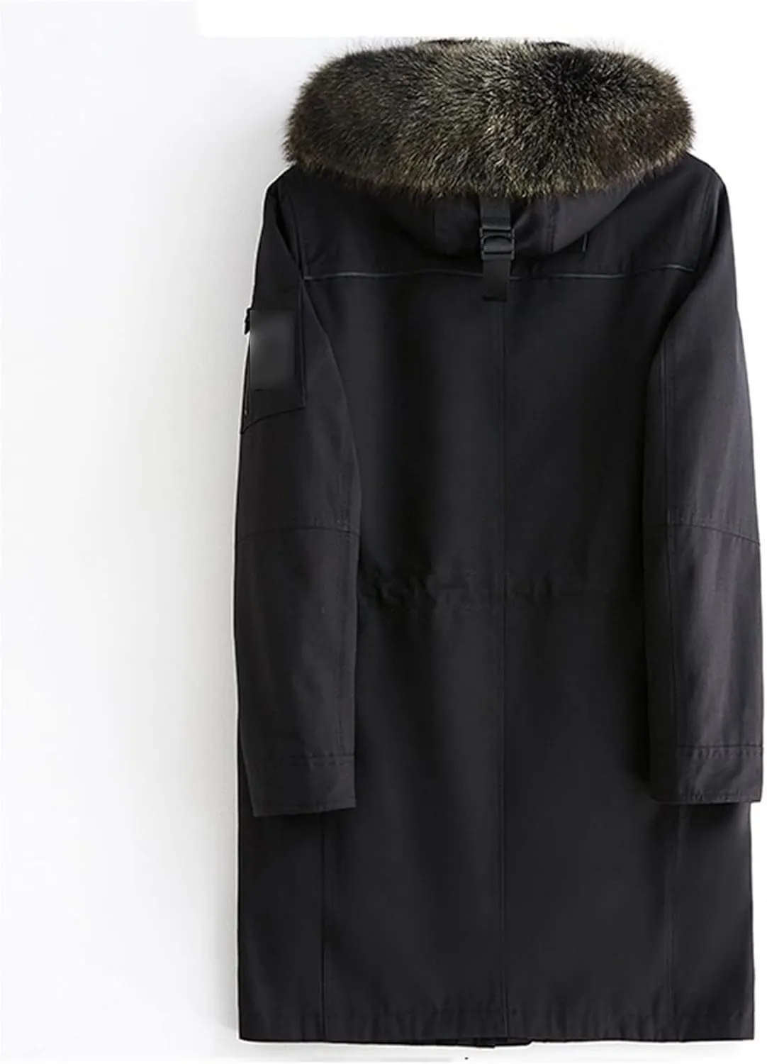 Kelsiop Natural Fur Collar Mink Lining Hooded Parka Men's Winter Warm Hooded Jacket Leather Coat