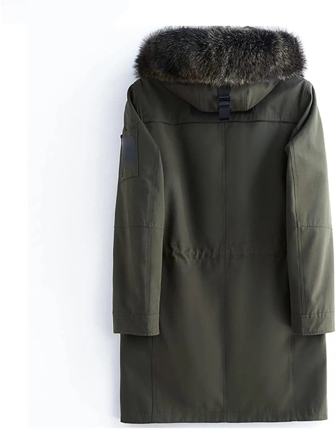 Kelsiop Natural Fur Collar Mink Lining Hooded Parka Men's Winter Warm Hooded Jacket Leather Coat