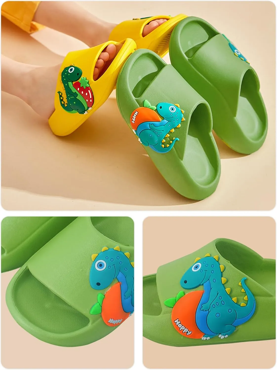 Kids Cloud Slide Boys Girls Bathroom Shower Sandals Dinosaur Beach/Pool/Shower Slides Summer Non Slip Bath Slippers