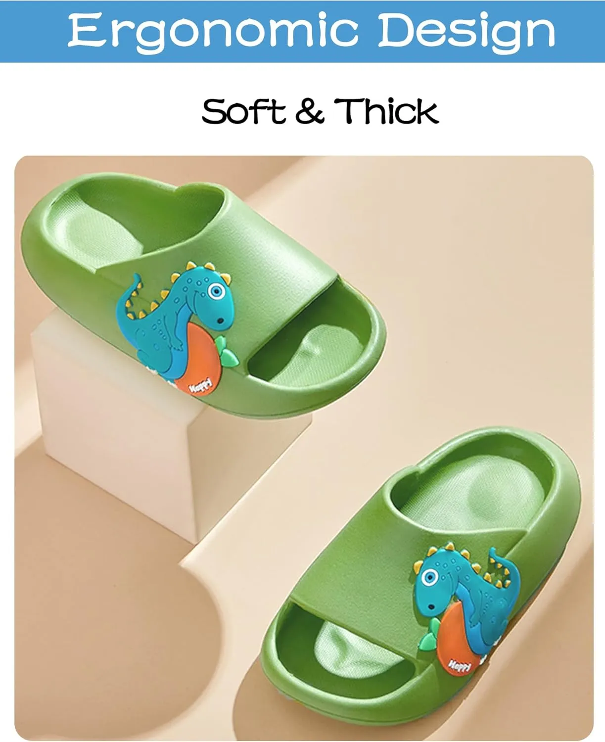 Kids Cloud Slide Boys Girls Bathroom Shower Sandals Dinosaur Beach/Pool/Shower Slides Summer Non Slip Bath Slippers