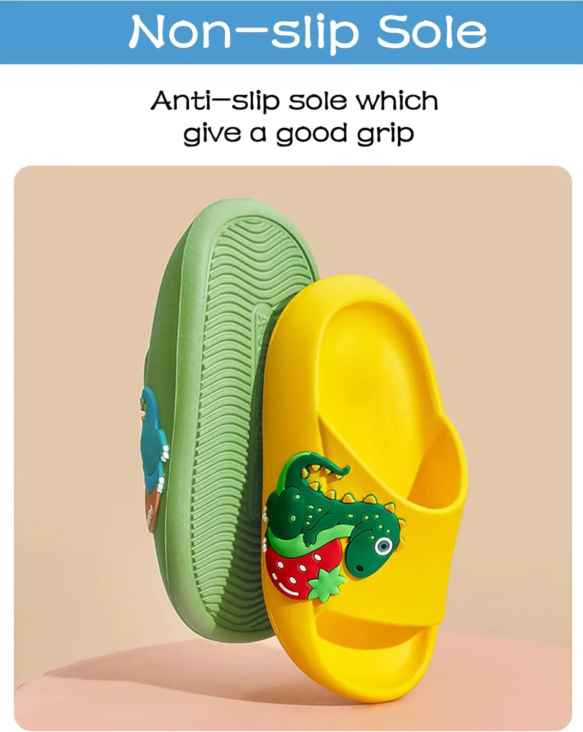 Kids Cloud Slide Boys Girls Bathroom Shower Sandals Dinosaur Beach/Pool/Shower Slides Summer Non Slip Bath Slippers