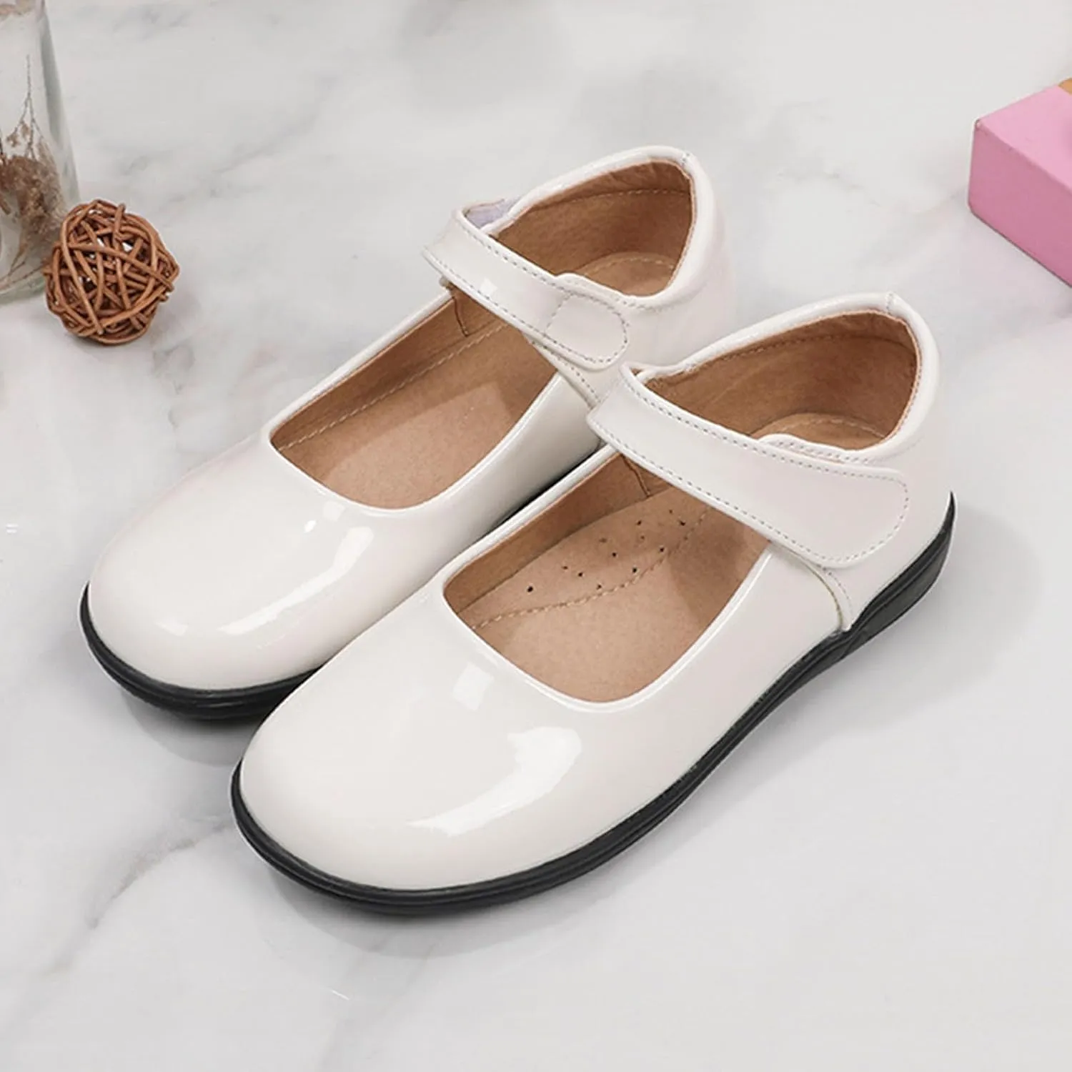 Kids Girls' Leather Shoes Spring/Autumn Solid Color Flat Bottomed Low Top Single Shoe Party baby clothes and accessories