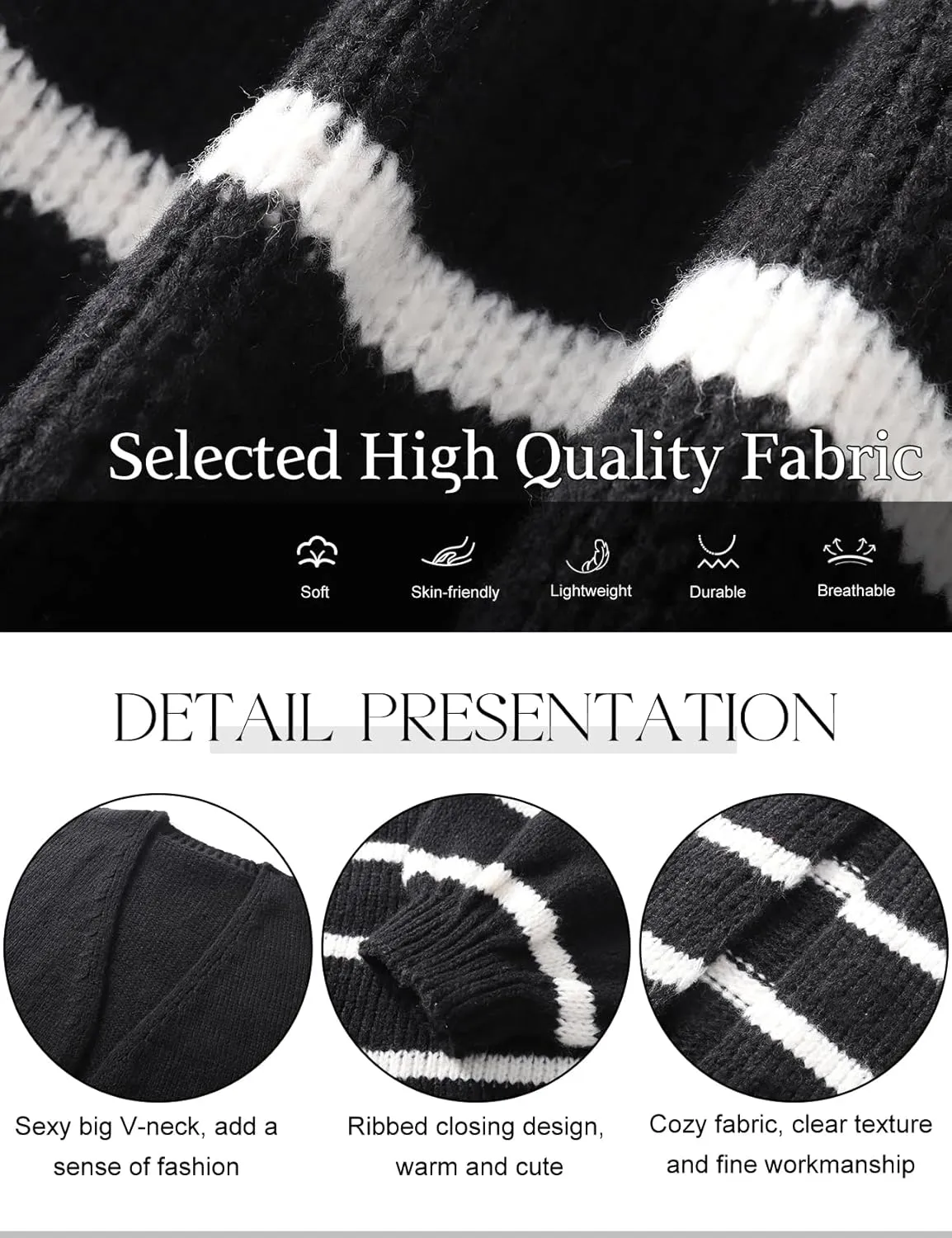 Kissonic Women's Striped Cardigan Sweaters Open Front Long Sleeve Chunky Knit Oversized Fall Sweater Coat