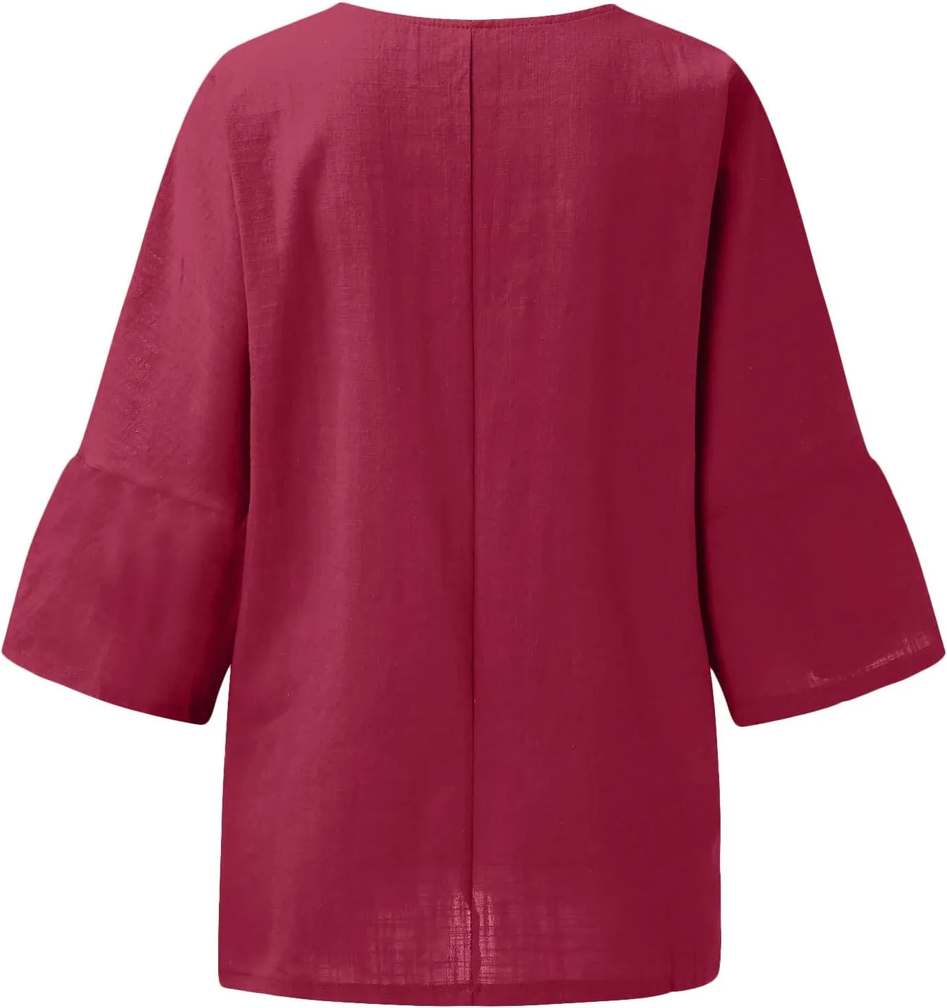 Linen Shirts for Women Plus Size 3/4 Length Sleeve Tops Casual Loose Fit Round Neck Tees 2025 Summer Fashion Blouse