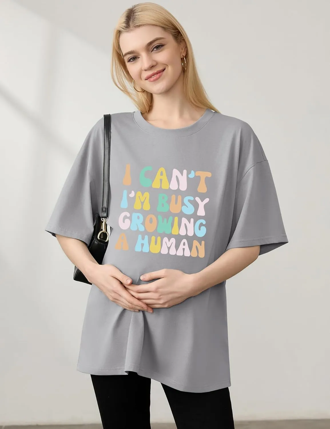 LOMON Oversized T Shirts for Women Short Sleeve Crewneck Summer Tops Loose Casual Mama Shirts Basic Tee