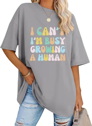 LOMON Oversized T Shirts for Women Short Sleeve Crewneck Summer Tops Loose Casual Mama Shirts Basic Tee