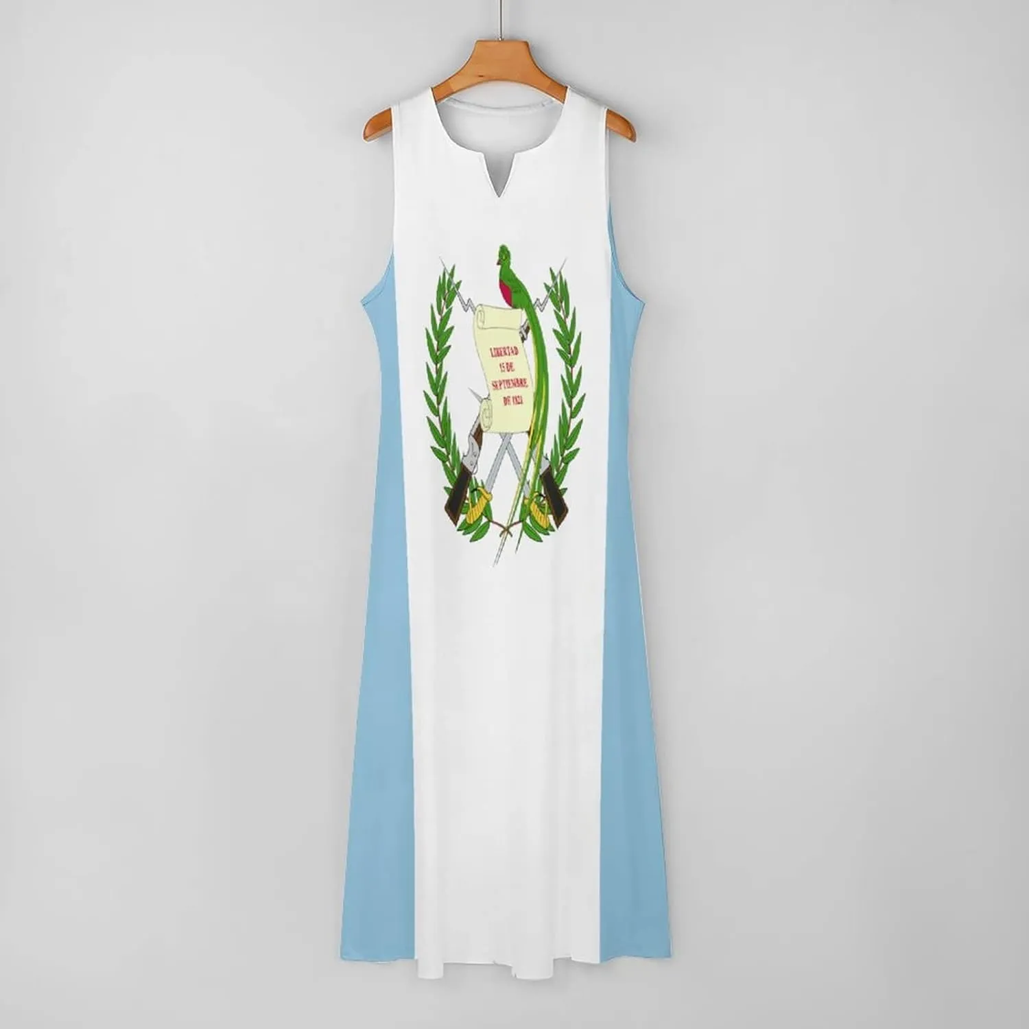 Long Dress Dress for Womens Summer Top Guatemala Flag Casual V Neck Shift Dress L