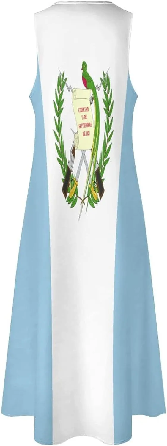 Long Dress Dress for Womens Summer Top Guatemala Flag Casual V Neck Shift Dress L