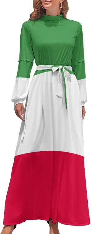 Long Dress Dress for Womens Summer Top Italian Flag Casual V Neck Shift Dress M