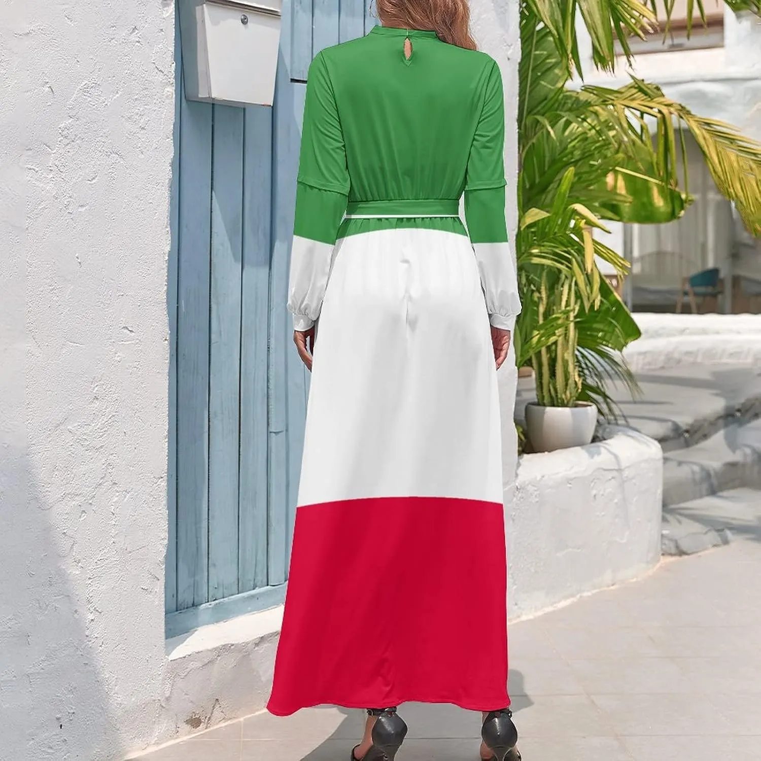 Long Dress Dress for Womens Summer Top Italian Flag Casual V Neck Shift Dress M