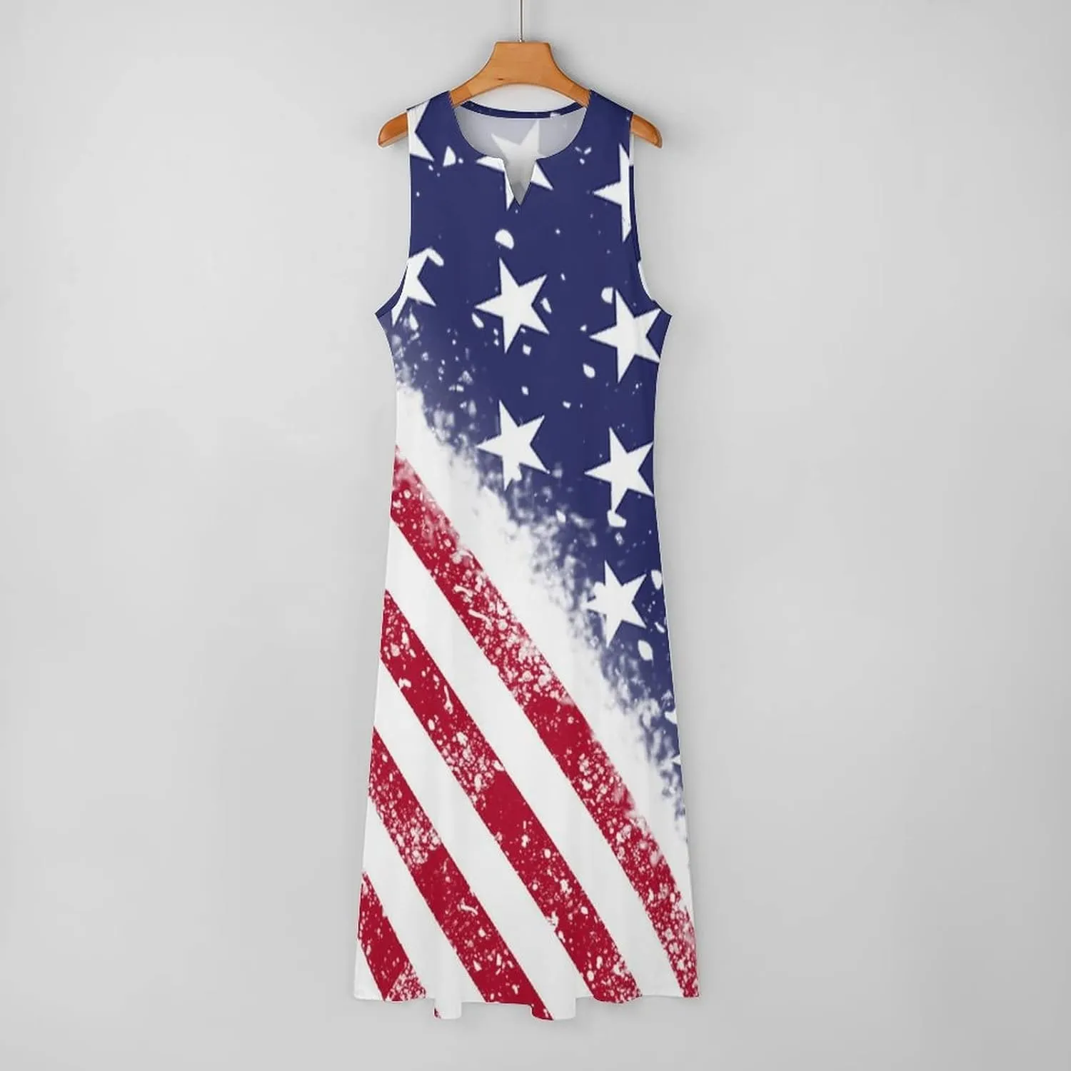 Long Dress Skirts for Womens Summer Top American Flag Casual V Neck Shift Dress S
