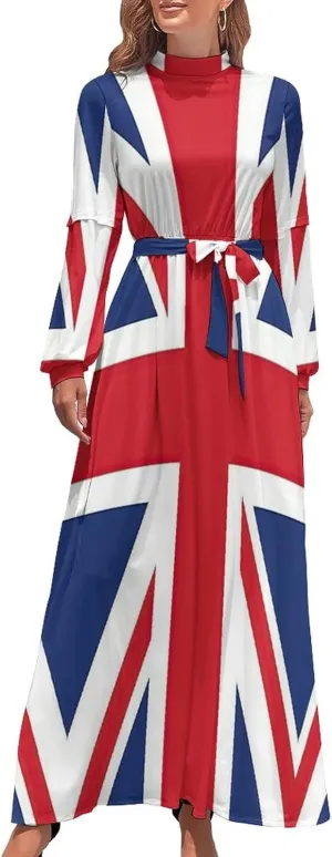 Long Dress Skirts for Womens Summer Top British Flag Casual V Neck Shift Dress XS
