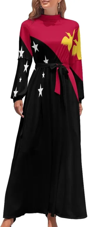 Long Dress Skirts for Womens Summer Top Papua New Guinea Flag Casual V Neck Shift Dress XL