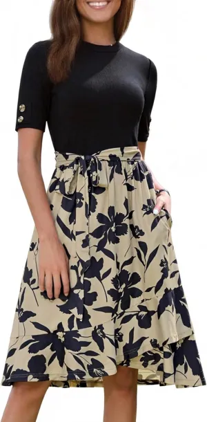 Maxi Dresses for Women 2025 Summer Casual Short Sleeve Floral Midi Dress Elegant Ruffle Tiered Flowy Boho Maxi Dress