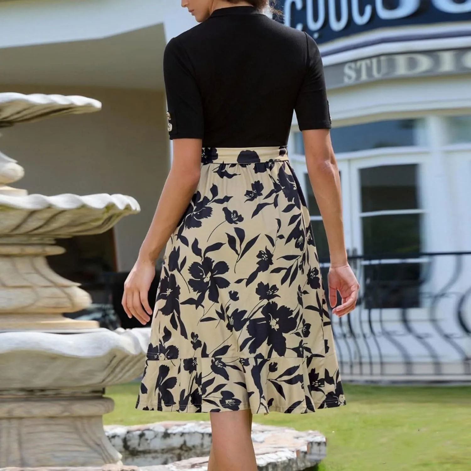 Maxi Dresses for Women 2025 Summer Casual Short Sleeve Floral Midi Dress Elegant Ruffle Tiered Flowy Boho Maxi Dress