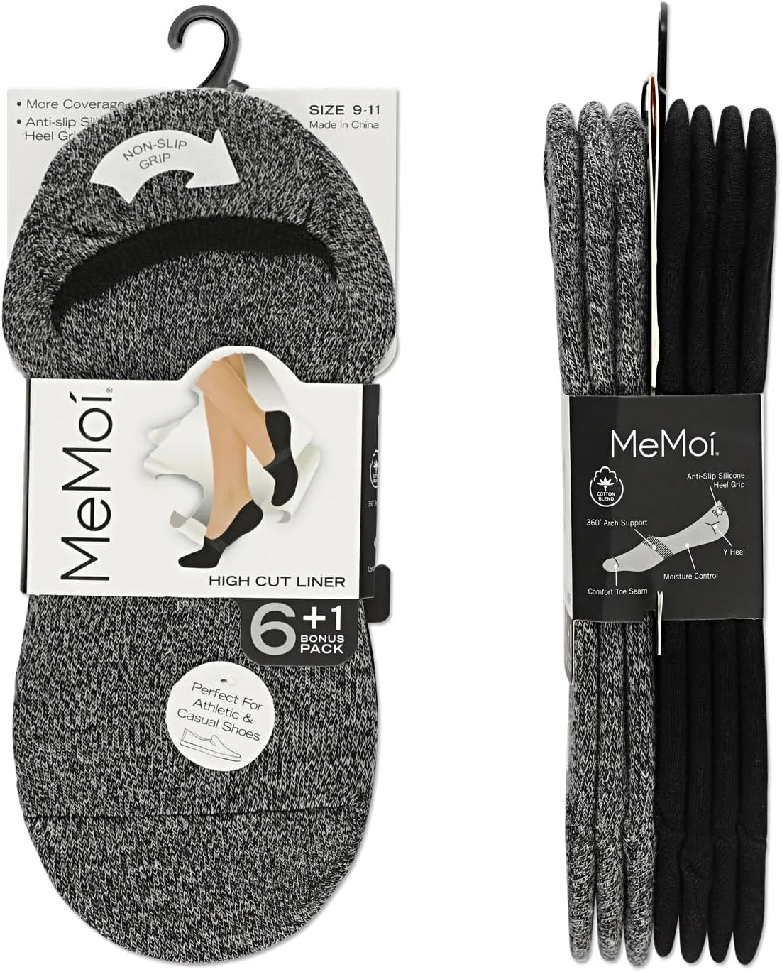 MeMoi High-Cut Cotton Blend Sneaker Liner 7 Pack
