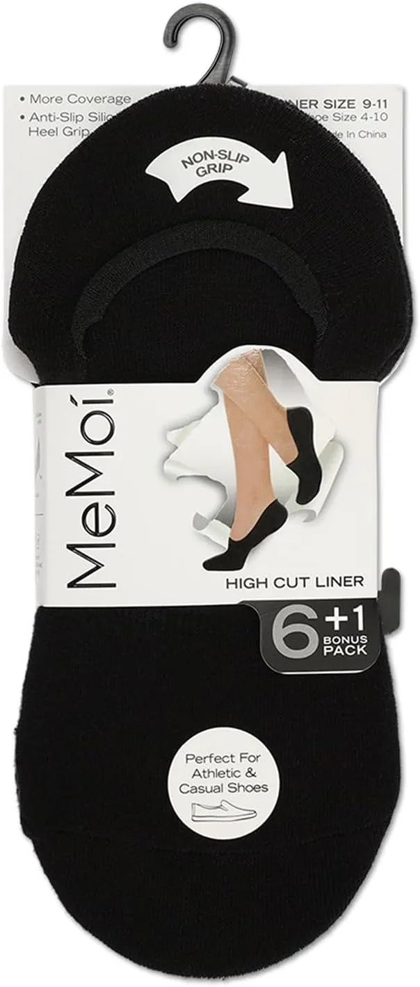 MeMoi High-Cut Cotton Blend Sneaker Liner 7 Pack