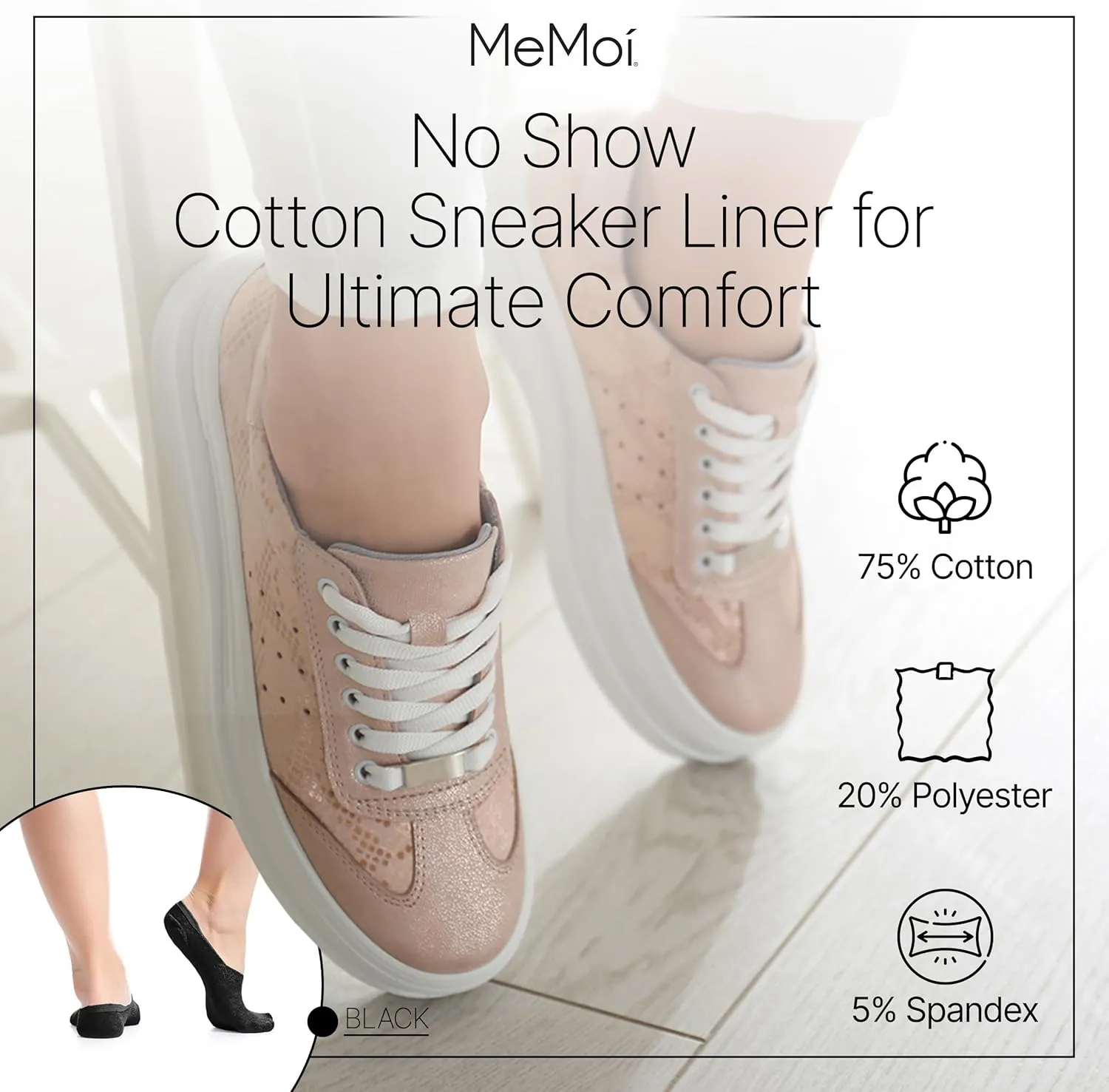 MeMoi High-Cut Cotton Blend Sneaker Liner 7 Pack