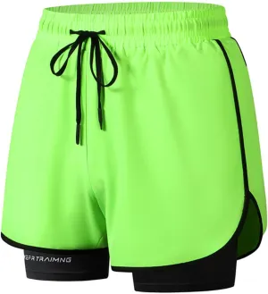 Men's 2 in 1 Running Shorts Quick Dry Workout Gym Short Pants with Compression Liner Tennis Training Athletic Shorts