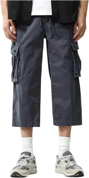 Men's Athletic Cargo Shorts Quick Dry with Zipper Pockets Gym Running Elastic Lightweight Casual Outdoor Trunks