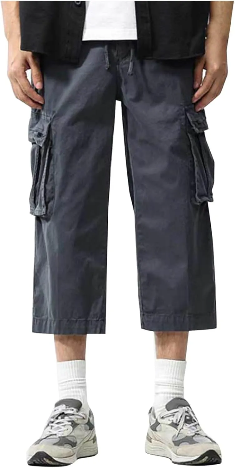 Men's Athletic Cargo Shorts Quick Dry with Zipper Pockets Gym Running Elastic Lightweight Casual Outdoor Trunks