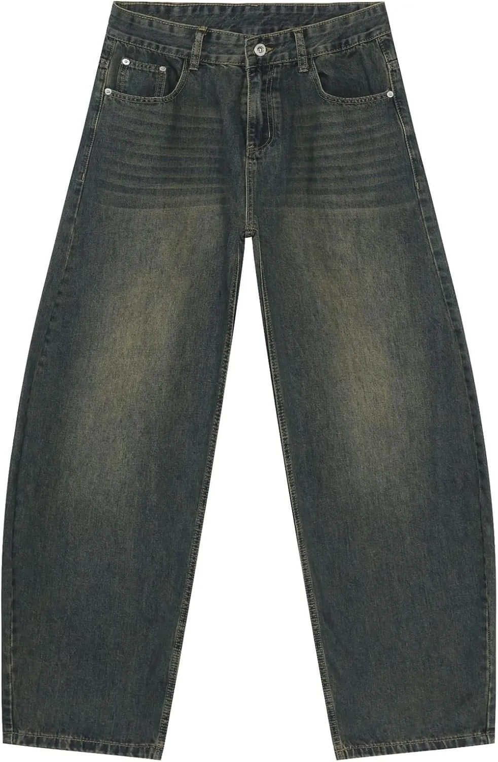 Men's Baggy Wide Leg Barrel Jeans Vintage Plain Washed Relaxed Fit Denim Pants Causal Trendy Cutlass Streetwear