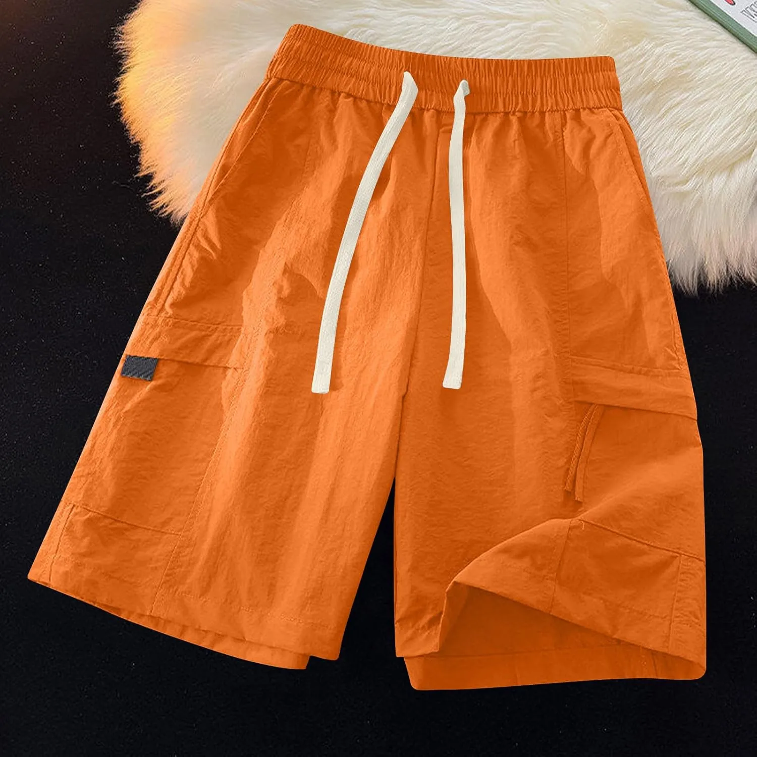 Men's Cargo Shorts Quick Dry Athletic with Zipper Pockets Workout Gym Running Active Lightweight Breathable Trunks