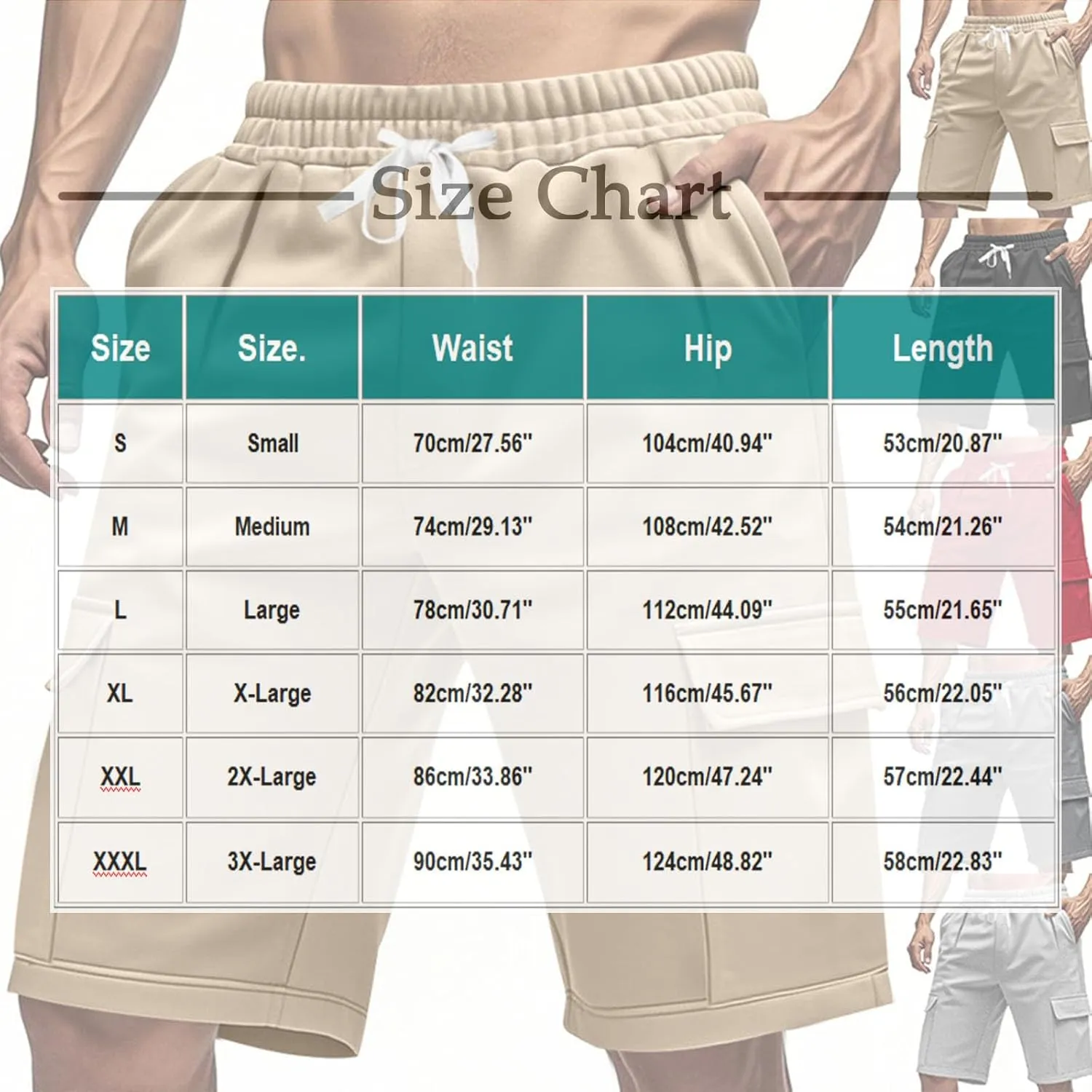 Men's Cargo Shorts with Pockets Summer Quick Dry Workout Athletic Running Gym Lightweight Casual Trendy Trunks