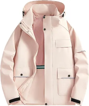 Mens Casual Rain Jacket Fashion Color Block Preppy Windbreaker Hooded Jacket Coats Outdoor Hiking Travel Raincoat