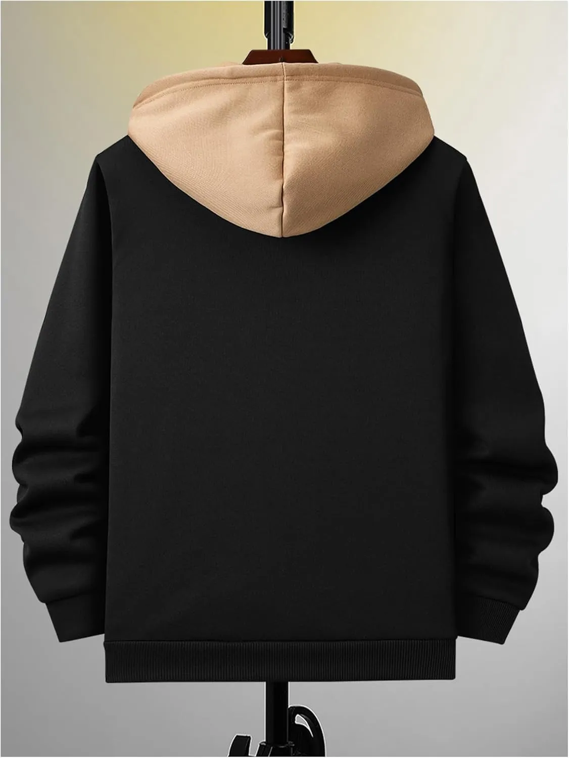 Men's Color Block Drawstring Zip Up Hoodie Long Sleeve Hooded Sweatshirt Jacket with Pockets
