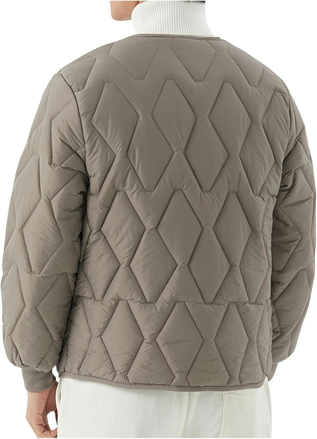 Men's Flight Bomber Jacket Sherpa Fleece Lined Full Zip Up Quilted Coat Winter Warm Lightweight Padded Coats