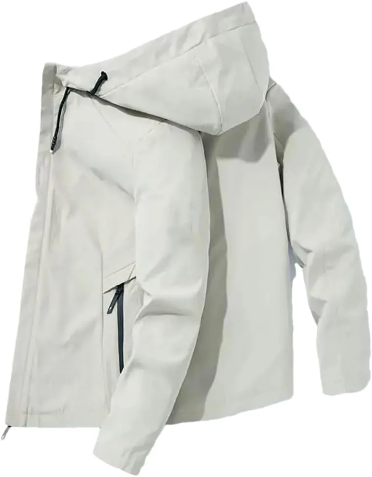 Men's Hooded Jacket Long Sleeve Solid Color Coat Zipper Casual Sports Solid Color Overcoat
