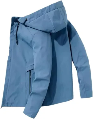 Men's Hooded Jacket Long Sleeve Solid Color Coat Zipper Casual Sports Solid Color Overcoat