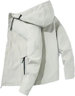Men's Hooded Jacket Long Sleeve Solid Color Coat Zipper Casual Sports Solid Color Overcoat