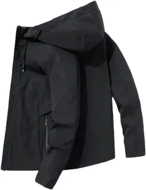 Men's Hooded Jacket Long Sleeve Solid Color Coat Zipper Casual Sports Solid Color Overcoat