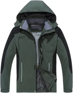 Men's Hooded Jacket Long Sleeve Solid Color Zipper Work Casual Lightweight Coat Overcoat