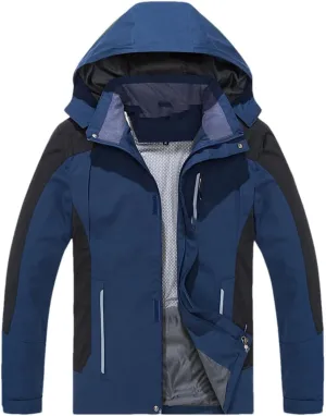 Men's Hooded Jacket Long Sleeve Solid Color Zipper Work Casual Lightweight Coat Overcoat