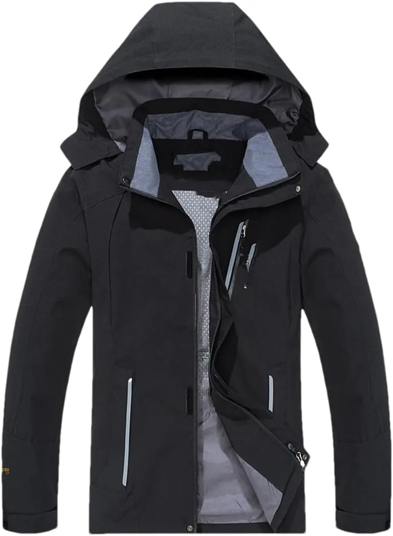 Men's Hooded Jacket Long Sleeve Solid Color Zipper Work Casual Lightweight Coat Overcoat