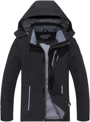 Men's Hooded Jacket Long Sleeve Solid Color Zipper Work Casual Lightweight Coat Overcoat
