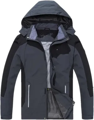 Men's Hooded Jacket Long Sleeve Solid Color Zipper Work Casual Lightweight Coat Overcoat