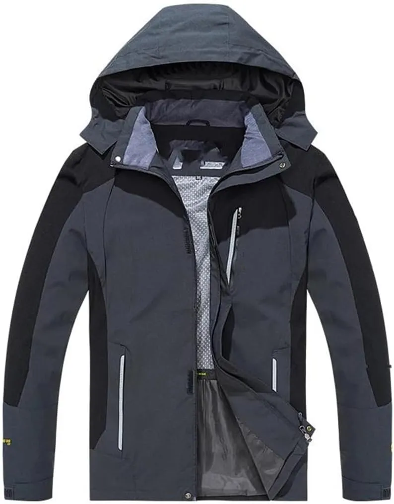 Men's Hooded Jacket Long Sleeve Solid Color Zipper Work Casual Lightweight Coat Overcoat