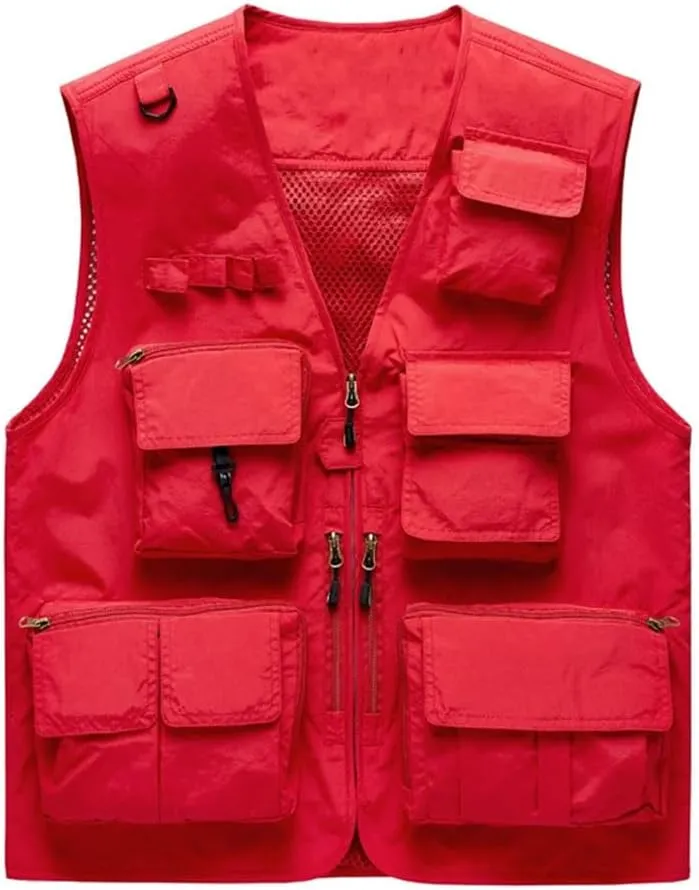 Men's Outdoor Casual Vest Multi-Pocket Breathable Sports Coat Fishing Work Safari Travel Vests