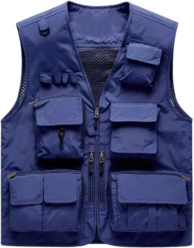 Men's Outdoor Casual Vest Multi-Pocket Breathable Sports Coat Fishing Work Safari Travel Vests